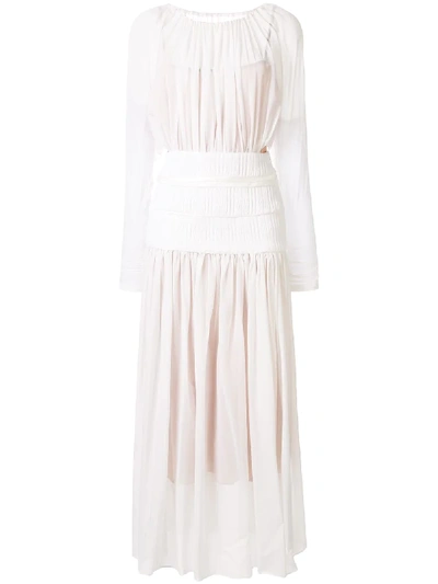 Shop Christopher Esber Sheer Ruched Dress In White