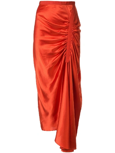 Shop Christopher Esber Elongated Gathered Skirt In Red