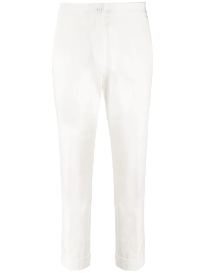 Shop Etro Cropped Turned-up Trousers In White