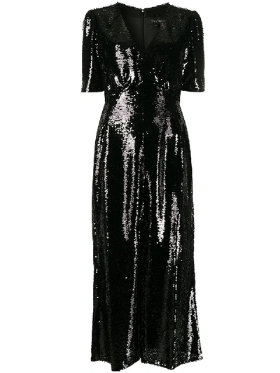 Shop Saloni Sequin Dress In Black