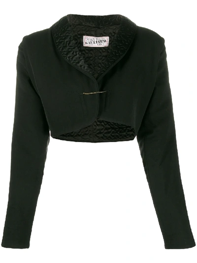 Pre-owned Jean Paul Gaultier 1985 Quilted Lapel Bolero Jacket In Black