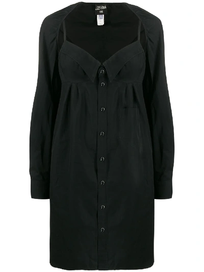 Pre-owned Jean Paul Gaultier 1990's Layered Shirt Dress In Black