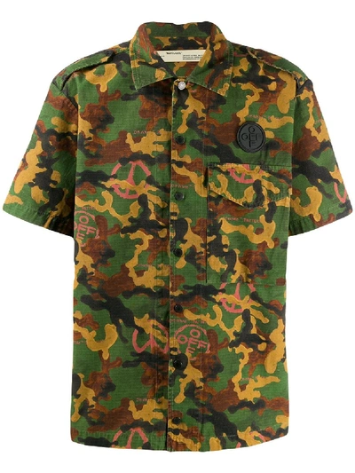 Shop Off-white Short-sleeved Camouflage Shirt In Green