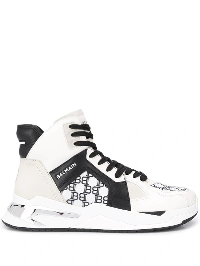 Shop Balmain B-ball High-top Sneakers In White