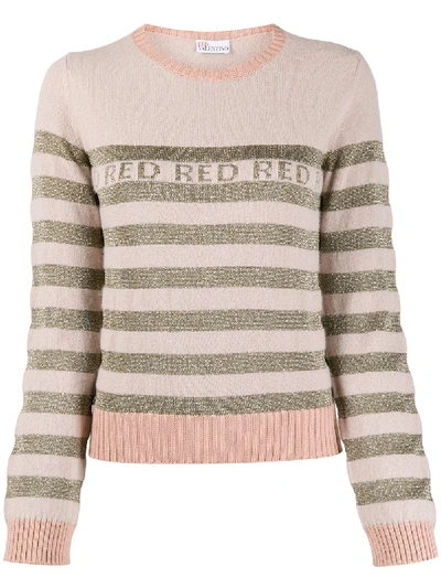 Shop Red Valentino Red Striped Crew Neck Jumper In Neutrals