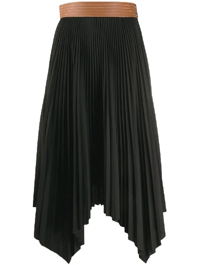 Shop Loewe Handkerchief Hem Pleated Skirt In Black