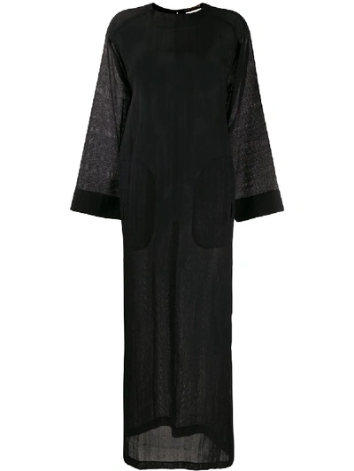 Shop Saint Laurent Side Slits Maxi Dress In Black