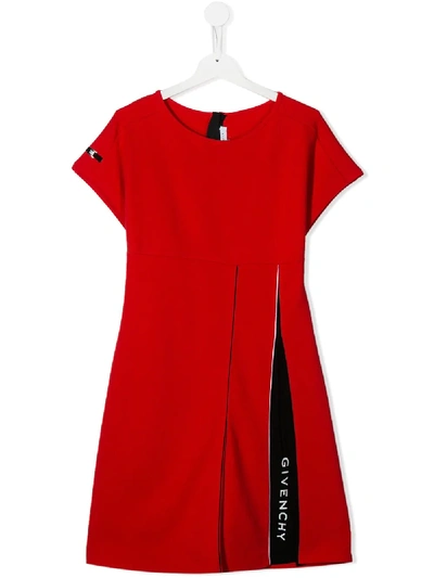 Shop Givenchy Teen Logo Print Skater Dress In Red