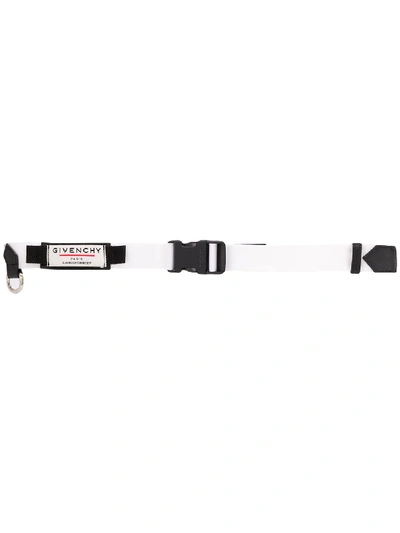 Shop Givenchy Logo Patch Buckle Belt In White