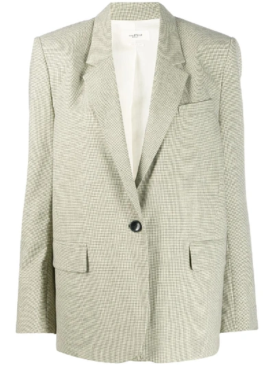 Shop Isabel Marant Étoile One-button Houndstooth Blazer In Green