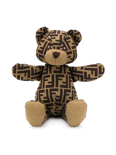 Shop Fendi Zucca Pattern Teddy Bear In Brown