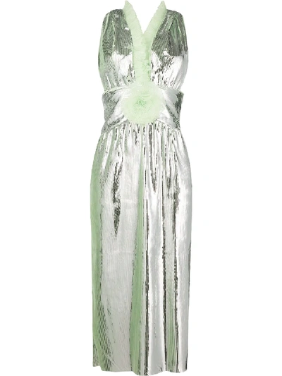 Marco De Vincenzo Ruffle Trim Midi Dress In Metallic