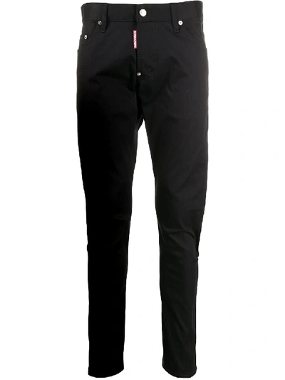 Shop Dsquared2 Mid-rise Stretch Twill Chinos In Black