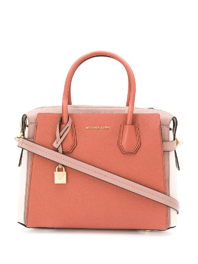 Shop Michael Michael Kors Medium Mercer Colour-block Tote In Pink