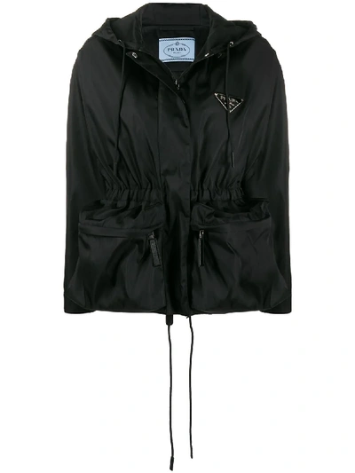 Shop Prada Utility Pocket Hooded Jacket In 黑色