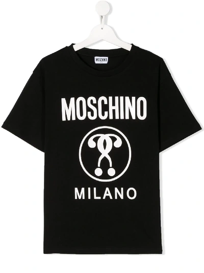 Shop Moschino Teen Logo Print T-shirt In Black
