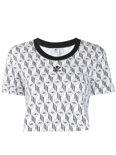 Shop Adidas Originals Trefoil Monogram Cropped T-shirt In White
