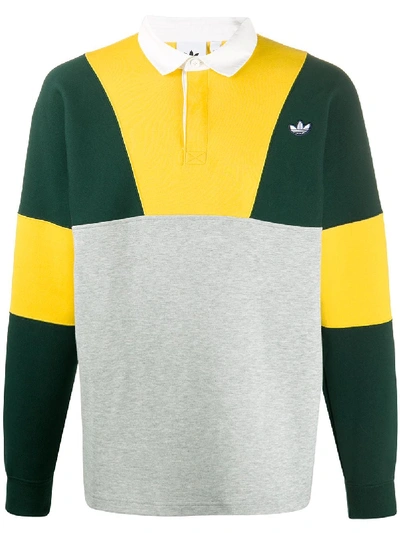 Shop Adidas Originals Rugby Polo Sweatshirt In Yellow