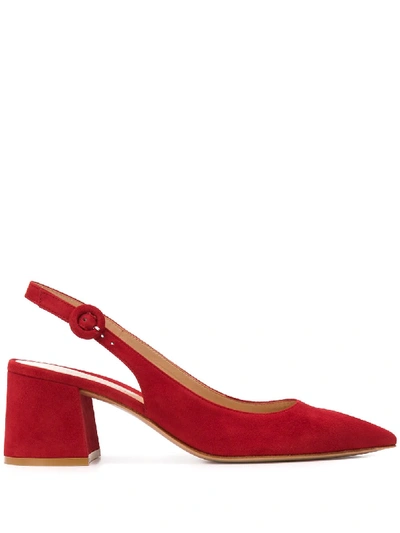 Shop Gianvito Rossi Suede Slingback Pumps In Red