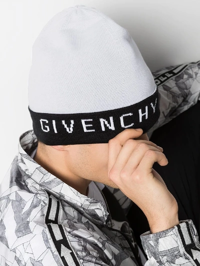 Shop Givenchy White Reversible Logo Beanie