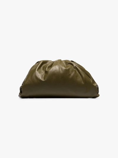Shop Bottega Veneta Green The Pouch Leather Clutch Bag