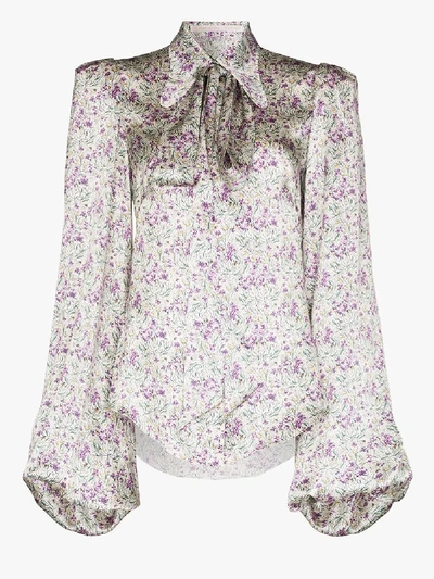 Shop The Vampire's Wife Liberty Print Silk Blouse In Purple