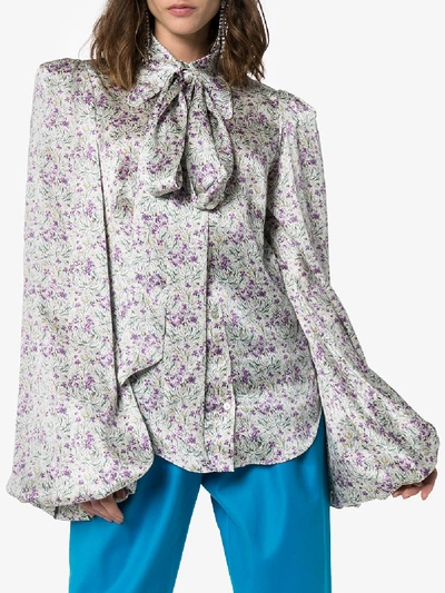 Shop The Vampire's Wife Liberty Print Silk Blouse In Purple