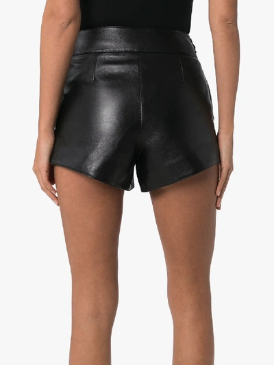 Shop Saint Laurent High-waisted Leather Shorts In Black