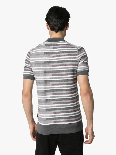 Shop Z Zegna Striped Polo Shirt In Grey