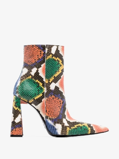 Shop Area Multicoloured 90 Snake Print Ankle Boots In Orange