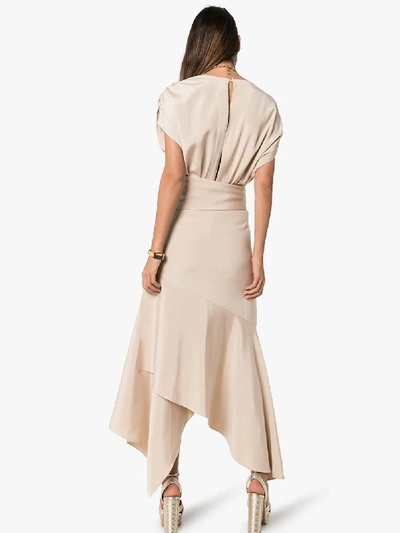 Shop Silvia Tcherassi Womens Neutrals Protea Asymmetric Belted Wrap Dress