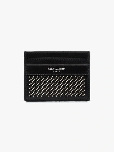 Shop Saint Laurent Black Studded Leather Card Holder