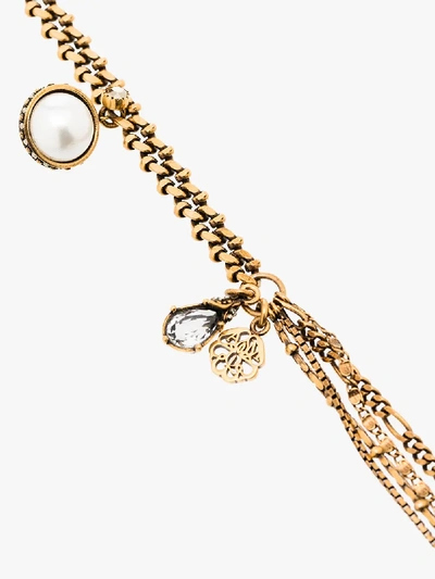 Shop Alexander Mcqueen Gold Tone Chain Wrap Charm Bracelet