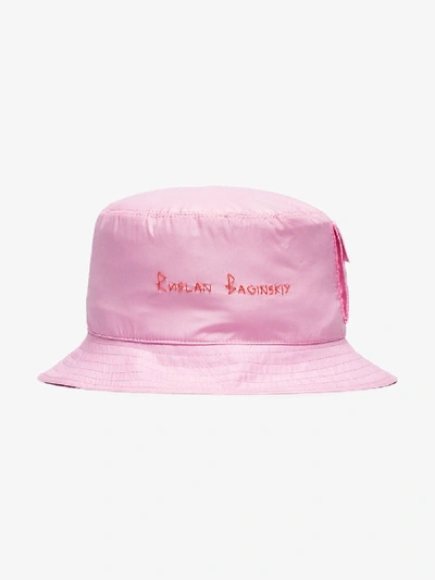Shop Ruslan Baginskiy Pink Embroidered Logo Bucket Hat
