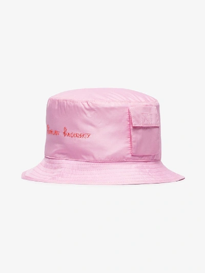 Shop Ruslan Baginskiy Pink Embroidered Logo Bucket Hat