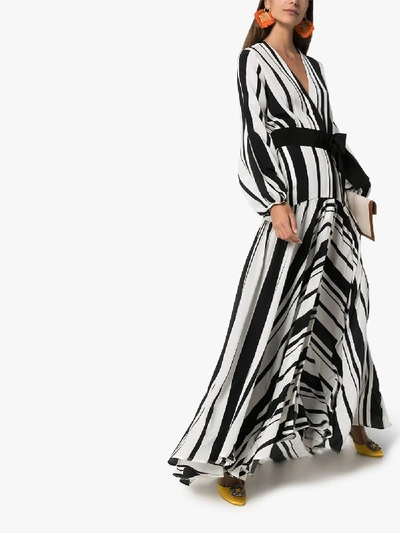 Shop Silvia Tcherassi Filomena Stripe Silk Dress In Black