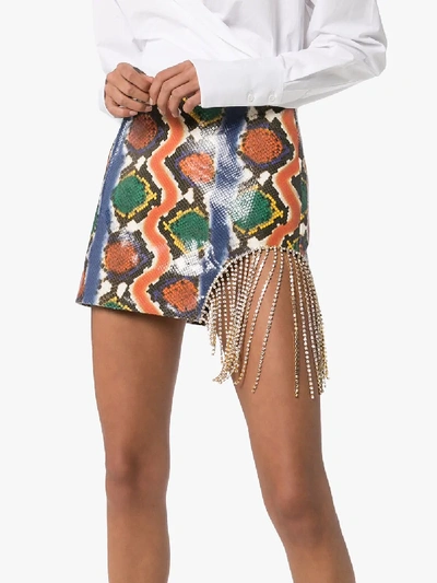 Shop Area Snake Embossed Leather Mini Skirt In Blue