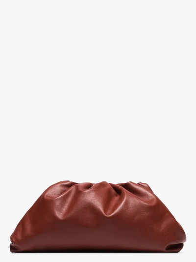 Shop Bottega Veneta Rust Red The Pouch Leather Clutch Bag In Brown