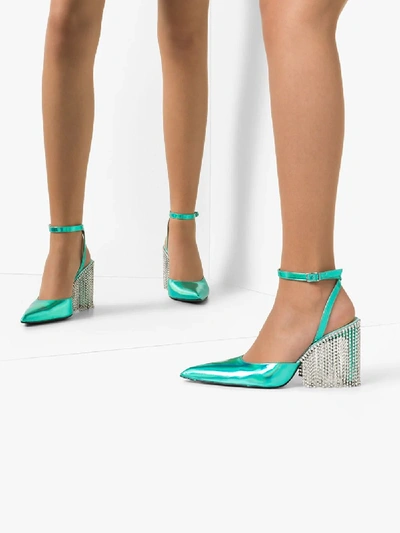 Shop Area Teal 90 Crystal Chandelier Leather Pumps In Green