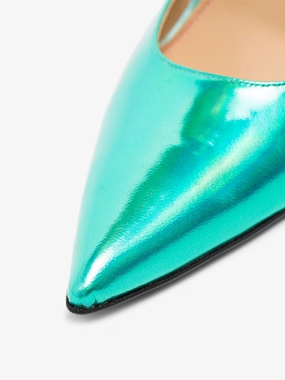 Shop Area Teal 90 Crystal Chandelier Leather Pumps In Green