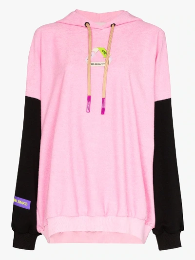 Shop Natasha Zinko Recycle Badge Cotton Hoodie In Pink