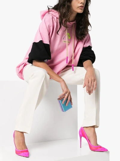 Shop Natasha Zinko Recycle Badge Cotton Hoodie In Pink