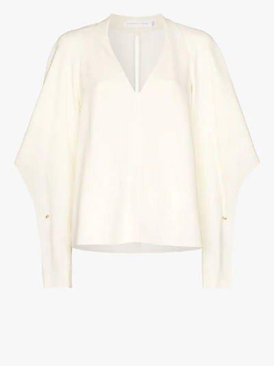 Shop Victoria Beckham Drapierte 'cady' Bluse In Neutrals