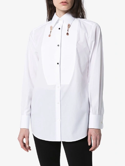 Shop Dolce & Gabbana Embellished Tuxedo Shirt In White