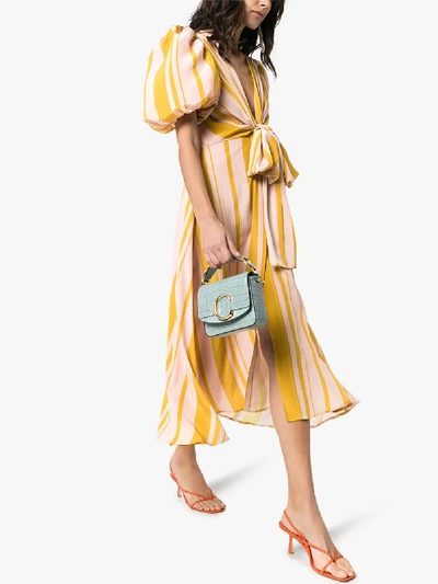 Shop Silvia Tcherassi Fidelia Pouf Sleeve Midi Dress In Yellow