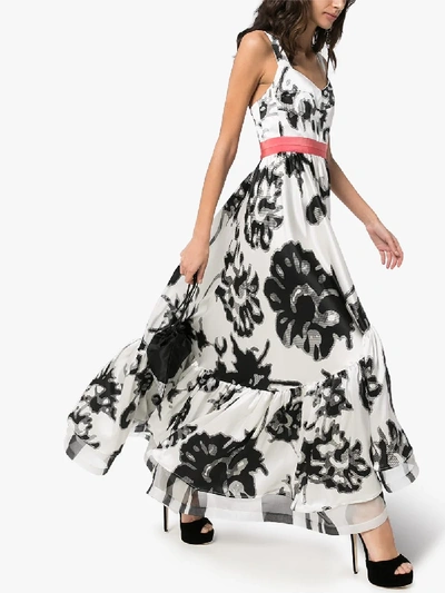 Shop Silvia Tcherassi Elvira Floral Print Prom Dress In Black