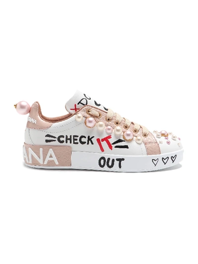 Shop Dolce & Gabbana Portofino Sneaker In Bianco/nudo