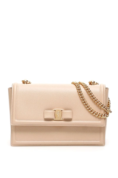 Shop Ferragamo Ginny Crossbody Bag In Macadamia (beige)