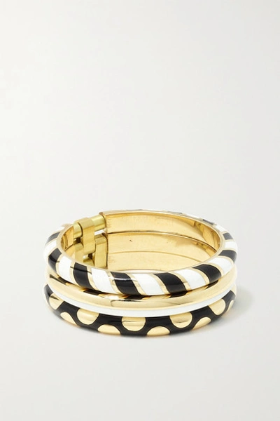 Shop Alice Cicolini 14-karat Gold And Enamel Ring