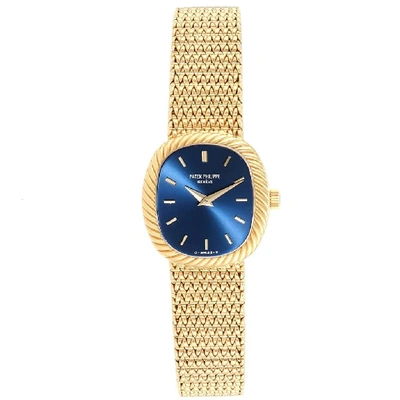 Shop Patek Philippe Golden Ellipse 18k Yellow Gold Blue Dial Ladies Watch 4461 In Not Applicable